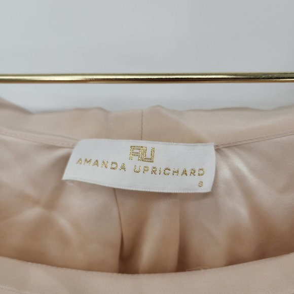 Amanda Uprichard 100% Silk Nude Off the Shoulder Mini Dress Size Small - Picture 2 of 5